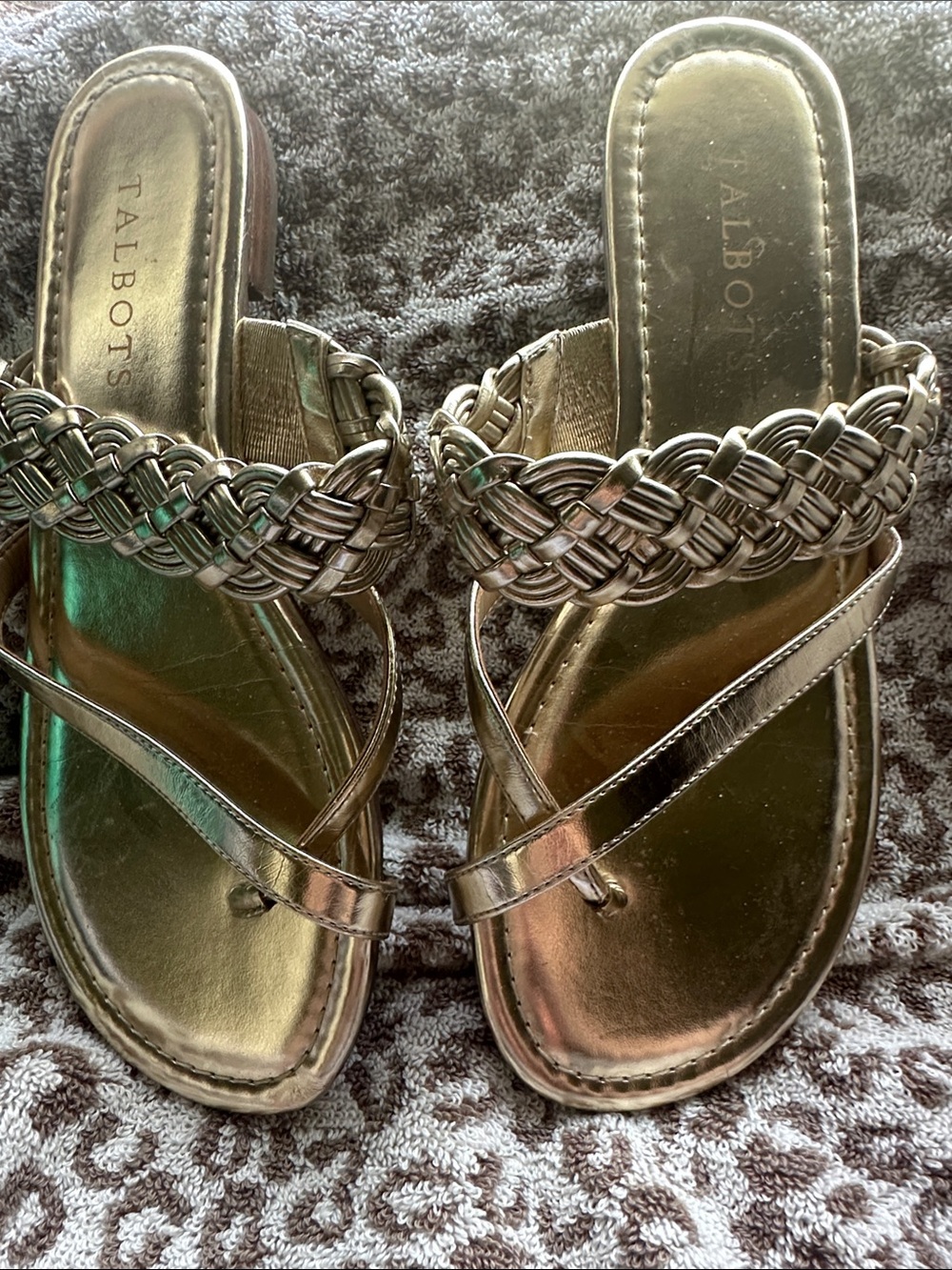 Talbots Metallic Bronze Braided Slide Sandals